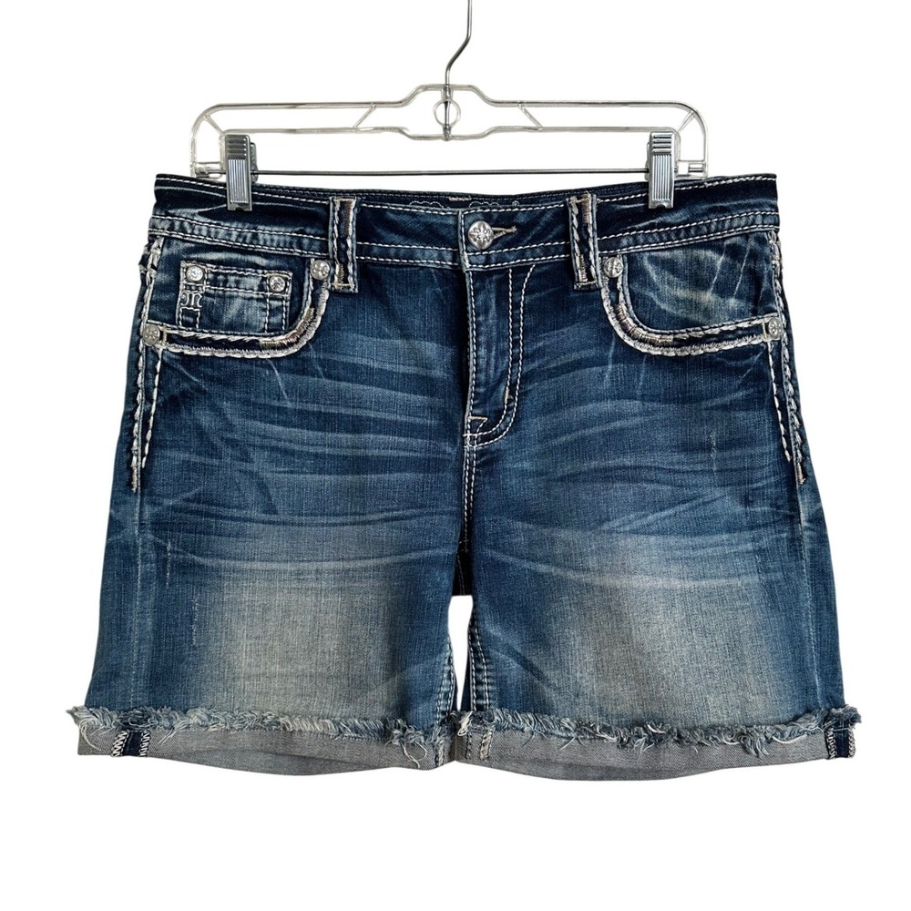Miss Me Standard Mid-Short‎ Distressed Y2K Denim Jean Shorts Size 30